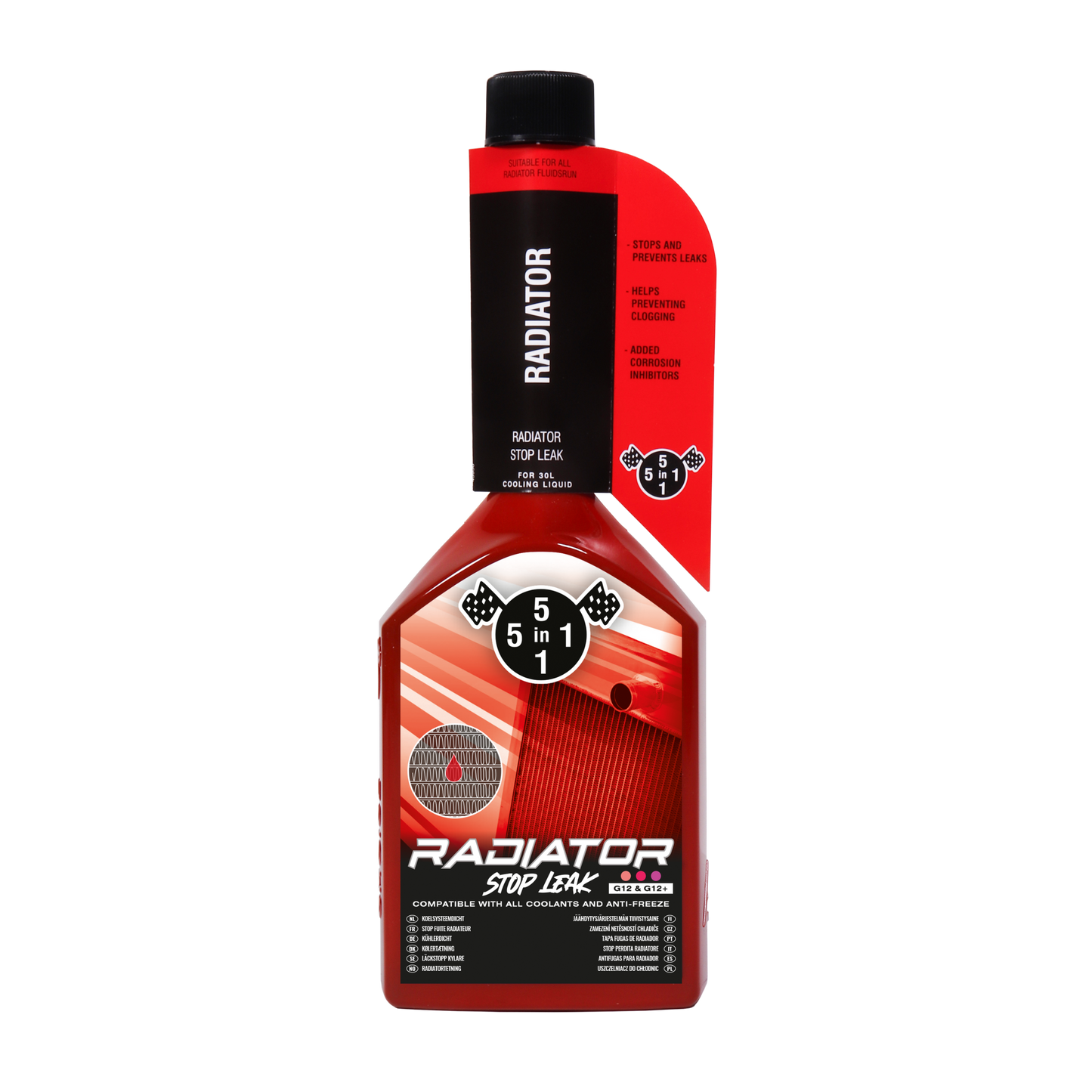 5in1 Radiateur Stop Lekkage / Radiator Stop Leak Rood tbv G12 en G12+ 310ml